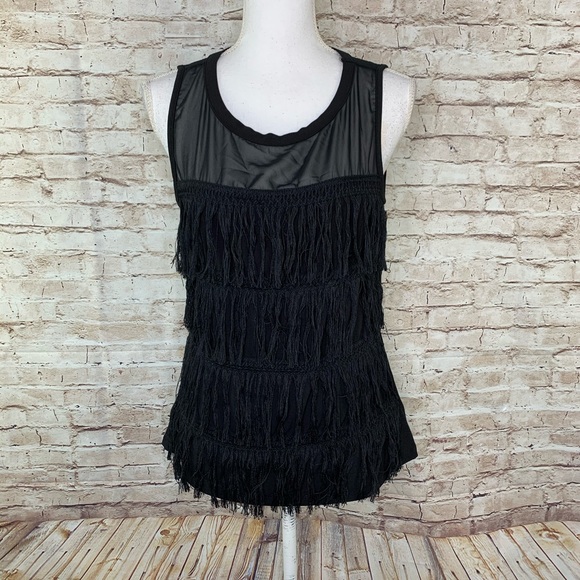 7th avenue design studio black fringe tank top S - Picture 1 of 7